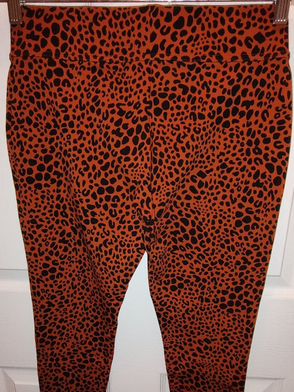 LANDS' END STARFISH LEGGINGS MIDRISE KNIT LEOPARD PATTERN CARAMEL/BLACK S/P 6-8